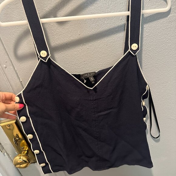 Rag & Bone Women’s Navy Tia Sleeveless Button Trimmed Tank Top Size Medium - Picture 5 of 7